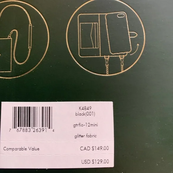 Kate Spade Glitter iPhone 12 mini removable magnetic case/card snap Crosby - Picture 12 of 16